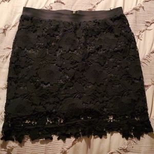 Black Skirt with Floral Appliques